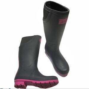 Joules Black Boots with Pink Soles